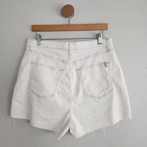Joe's Jeans High Waisted Pleated Raw Hem Denim Shorts Natural A-Line 31 - Picture 13 of 14